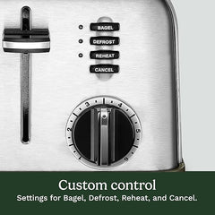 Cuisinart 4 Slice Compact Stainless Steel Toaster with Extra-Wide Slots for Bread, French Toast, Bagels & Pastries, Defrost & Reheat Functions, CPT-180P1, Brushed Stainless, Removable Crumb Tray