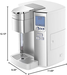 Cuisinart Coffee Maker, Single Serve 72-Ounce Reservoir Coffee Machine, Programmable Brewing & Hot Water Dispenser, Stainless Steel, White