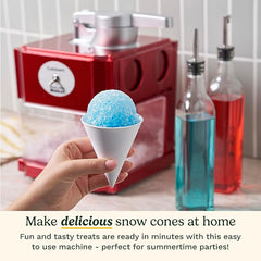 Cuisinart Snow Cone Machine, Home Shaved Ice Maker for Snow Cones, Snow Cone Maker with Reuseable Paper Cups, Makes 5 Icy Cones for Slushies, Frozen Drinks , Red, SCM-10P1