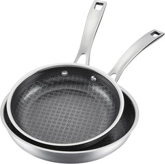 Cuisinart FusionPlus Hybrid Nonstick Stainless Steel Cookware Set, 2-Piece Skillet Cooking Set with PFAS-Free PURELYSEAR Ceramic Non Stick Technology, Scratch Proof, Cool Grip Handles, Dishwasher Safe