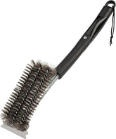 Cuisinart Triple Bristle Brush with Scraper, 17” Triple Row Stainless Steel Grill Brush for All Grates Quick Grill Cleaning, Comfortable Grip Grill Cleaner Perfect for BBQs, Cookouts & Tailgates
