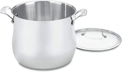 Cuisinart Contour Stainless 12-Quart Stockpot with Glass Cover, Silver