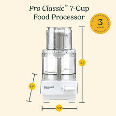 Cuisinart 7-Cup Pro Classic Food Processor, 600-Watt Motor, Vegetable Chopper & Blender for Mincing, Dicing, Shredding, Puree & Kneading Dough, DLC-10SYP1, White