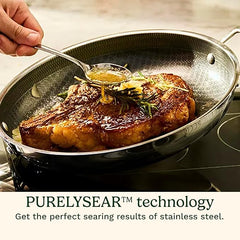 Cuisinart FusionPlus Hybrid Nonstick Stainless Steel Cookware, 12-Inch Wok Pan with Cover and Helper, PFAS-Free PURELYSEAR Ceramic Technology, Scratch Proof, Cool Grip Handles, Dishwasher Safe