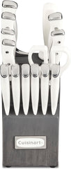 Cuisinart 15-Piece Knife Set with Block, High Carbon Stainless Steel, Forged Triple Rivet, White/Charcoal Gray C77WTR-15PCG