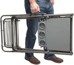 Cuisinart Take Along Grill Stand, Lightweight Portable Folding Table with Side Tables, Cup Holders, Tool Hooks and Storage Shelf, Collapsible Table, No Assembly Required for BBQs and Camping