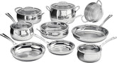 Cuisinart 15 Piece PureClad Triple-Ply, Stainless Steel, Cookware Set, PCST-15