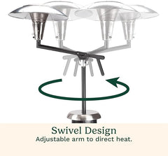 Cuisinart Perfect Position Propane Patio Heater, 38,200 BTU Powerful Directional Stainless Steel Outdoor Heater with Hidden Tank and Drink Table, Swivel Arm and Reflective Heat Shield