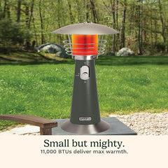 Cuisinart Portable Tabletop Patio Heater, 11,000 BTU Outdoor Propane Heater with Safety Tilt Switch and Adjustable Heat, Burner Screen Guard, 30 sq. Foot Heat Range, Gray