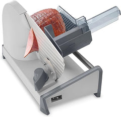 Cuisinart Kitchen Pro Food Slicer, Meat Slicer with Slice Control Knob Adjusts from 1/32" to 1/2" to Slice Bread, Roasts, and Firm Cheeses, Removable 7.5" Stainless Steel Cutting Blade, FS-75, Gray