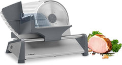 Cuisinart Kitchen Pro Food Slicer, Meat Slicer with Slice Control Knob Adjusts from 1/32" to 1/2" to Slice Bread, Roasts, and Firm Cheeses, Removable 7.5" Stainless Steel Cutting Blade, FS-75, Gray