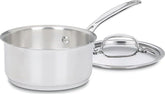 Cuisinart 1.5 Quart Sauce Pan with Cover, Stainless Steel Pot with Lid, Small Kitchen Pots, Dishwasher Safe, Compatible with Induction, Electric, Gas Cooktops, Oven Safe Saucepan, Cool Grip Handles