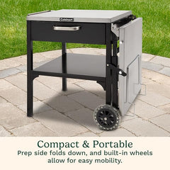Cuisinart Prep ‘n Cook Outdoor Table and Grill Stand, Stainless Steel Folding Table with Wheels, 48” x 24” Prep Station for Home BBQ, Tailgates, Cookouts