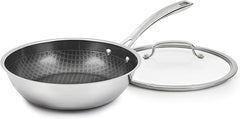Cuisinart FusionPlus Hybrid Nonstick Stainless Steel Cookware, 10.25-Inch Deep Fry Pan Skillet with Cover, PFAS-Free PURELYSEAR Ceramic Technology, Scratch Proof, Cool Grip Handles, Dishwasher Safe