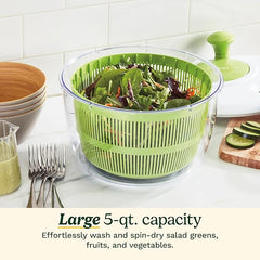 Cuisinart Large Spin Stop Salad Spinner- Wash, Spin & Dry Salad Greens, Fruits & Vegetables, 5qt, CTG-00-SAS1