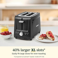 Cuisinart Core Collection 2-Slice Toaster | Extra-Long Slots for Artisan Bread, Bagel | High-Lift Quickview™ | Single Slice & Defrost Function | +30sec Toast Boost | Removable Crumb Tray, Black