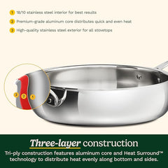 Cuisinart PureClad™ Triple Ply Stainless Steel 5.5 Qt. Saute Pan w/Cover
