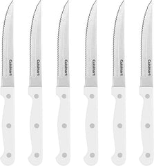 Cusinart Knife Set, 6pc Steak Knife Set with Steel Blades for Precise Cutting, Lightweight, Stainless Steel & Durable, C77TR-6PSKW, White