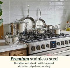 Cuisinart Chef’s Classic 11-Piece Stainless Steel Pots and Pans Set, Cookware Set Compatible with Induction, Electric, Gas Cooktops, Aluminum Core for Even Heat, Cool Grip Handles, Dishwasher Safe