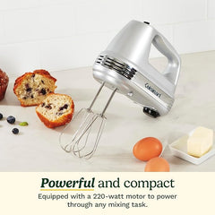 Cuisinart Power Advantage Plus 9-Speed Hand Mixer,220W Motor,Electric Mixer with Dishwasher-Safe Beaters,Storage Case,HM-90BCS,Brushed Chrome,(Pack of 4)