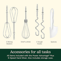 Cuisinart Power Advantage Plus 9-Speed Hand Mixer,220W Motor,Electric Mixer with Dishwasher-Safe Beaters,Storage Case,HM-90BCS,Brushed Chrome,(Pack of 4)