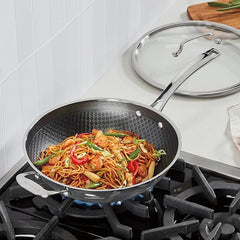 Cuisinart FusionPlus Hybrid Nonstick Stainless Steel Cookware, 12-Inch Wok Pan with Cover and Helper, PFAS-Free PURELYSEAR Ceramic Technology, Scratch Proof, Cool Grip Handles, Dishwasher Safe