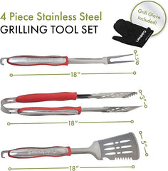 Cuisinart CGS-134 Grilling Tool Set with Grill Glove, Red (3-Piece)