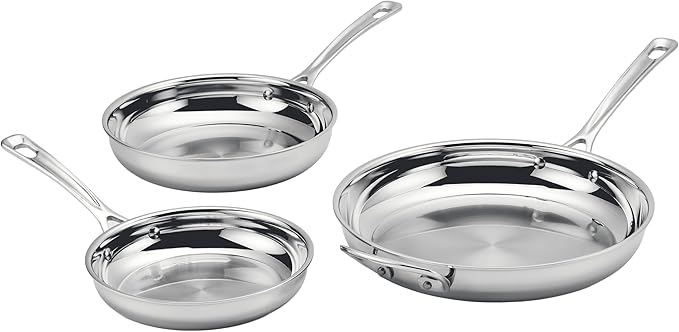 Cuisinart 3 Piece PureClad, Triple-Ply Stainless Steel Skillet Set, PCST22-81012