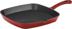 Cuisinart CI30-23CR Chef's Classic Enameled Cast Iron 9-1/4-Inch Square Grill Pan, Cardinal Red