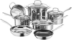 Cuisinart 11-Piece Cookware Set, Professional Stainless Steel, 89-11,Silver