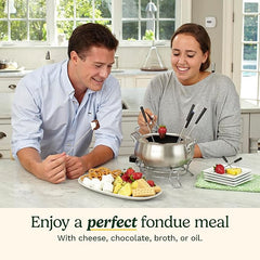 Cuisinart Fondue Pot Set, 3-Quart Stainless Steel Electric Fondue Pot for Chocolate, Cheese, Broth, and Oil, Includes 8 Forks, Temperature Control, Nonstick Interior, Dishwasher Safe, CFO-3SSNAS