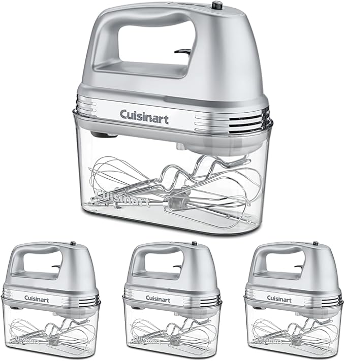 Cuisinart Power Advantage Plus 9-Speed Hand Mixer,220W Motor,Electric Mixer with Dishwasher-Safe Beaters,Storage Case,HM-90BCS,Brushed Chrome,(Pack of 4)